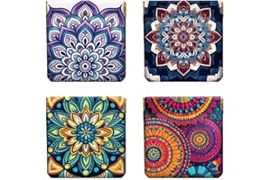 Peacoblue 4PCS Leather Squeeze Coin Purse for Women -Mystical Mandala Pattern Waterproof & Durable Change Pouch Mini Money Wallet, Best Gift for Granddaughter Daughter Wife Girl
