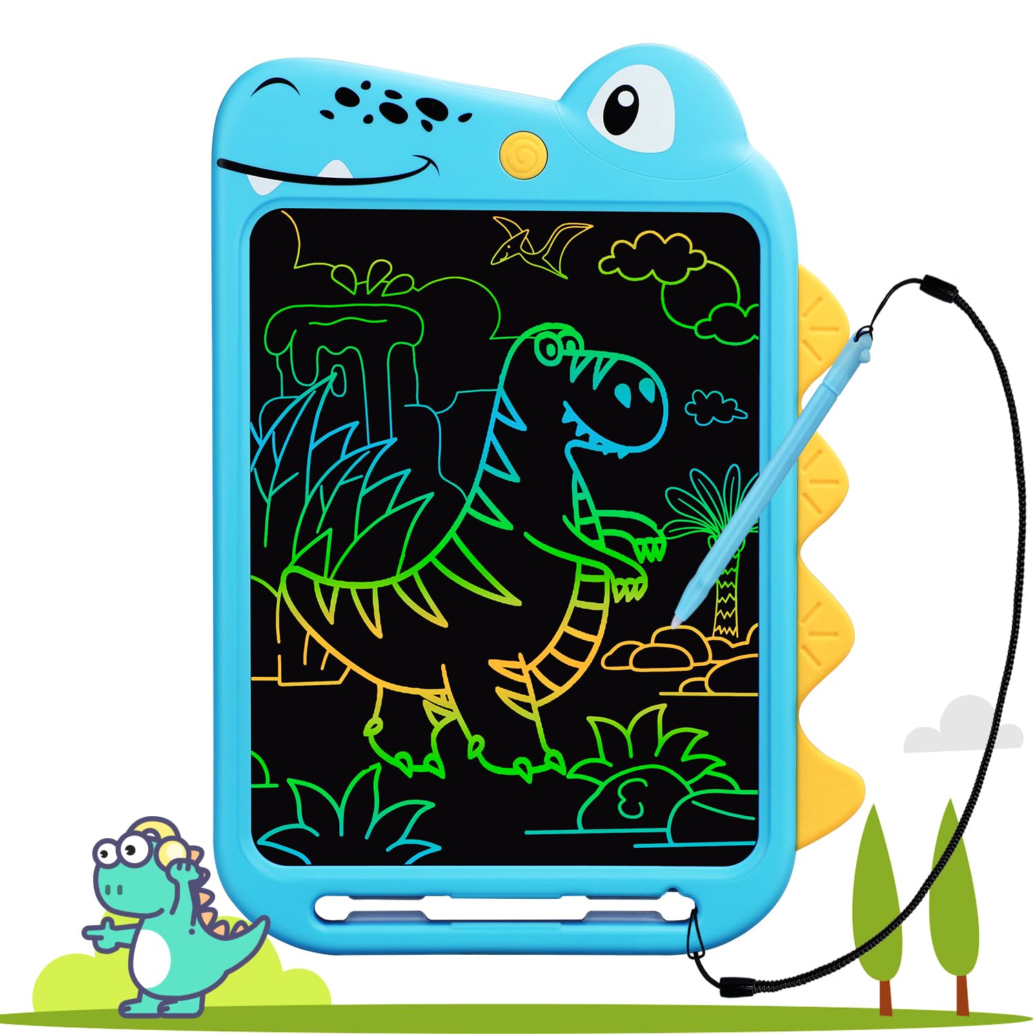 Fullware Kids Writing Board LCD Tablet 10 Inch Dinosaur Colorful Drawing Educational Toddler Toys Gifts for Boys Girls Age 3 4 5 6 7 8 (Tyrannosaurus)