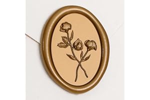 UNIQOOO Wax Seal Stickers - 3D Floral Oval Shape Wedding Invitation Envelope Seal Stickers, 50 Pcs Antique Gold, Perfect for Invitations, Christmas, Gift Wrapping