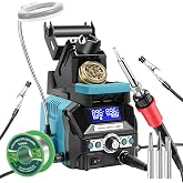 YIHUA 939D+ III EVO Digital Soldering Iron Station Kit 110W High Power with LCD display, 4 Memory Channels, Sleep Mode, Digital Calibration, Solder Wire, Helping Hands, Magnifier, 3 Soldering Tips
