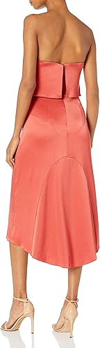 halston heritage tiered satin midi dress