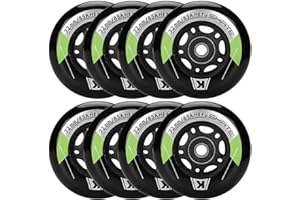 Kutrick 8 Pack Inline Skate Wheels 64mm, 70mm, 72mm, 76mm, 80mm - ABEC9 Bearing - 85A Durometer PU - Compatible with Rollerblade, Roller Derby, K2 Skate