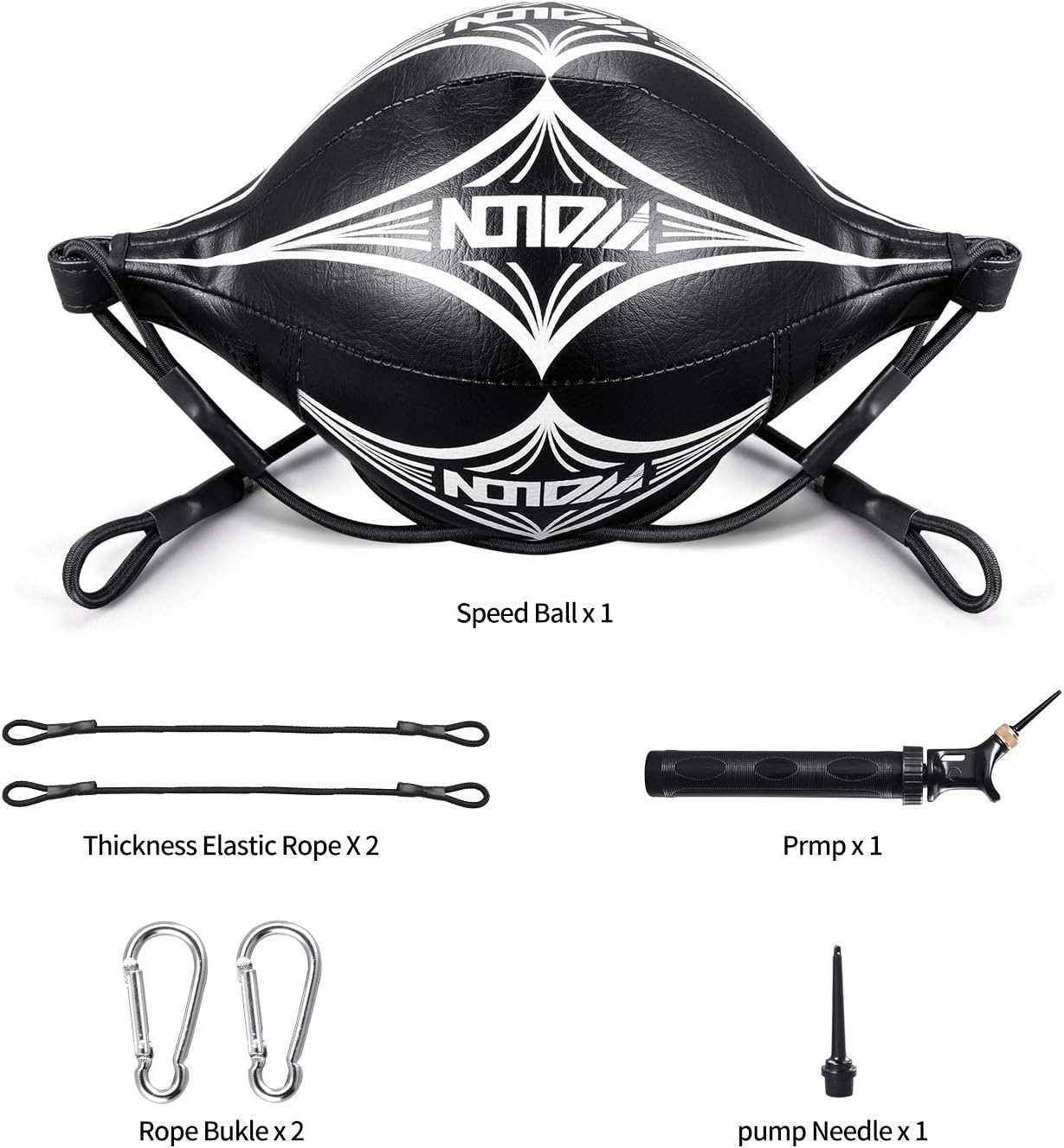 Double End Ball with Pump Boxing Ball Speed Training Ball Leather Speed Bag Punching Dodge MMA with Ring Locking for Training Gym Exercise Agility (Black) : Sports & Outdoors