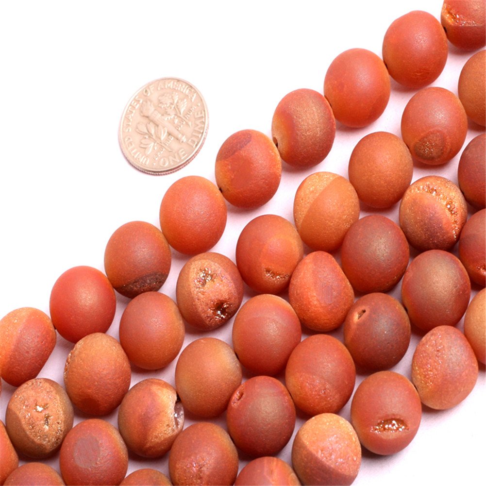 Druzy Drusy Metallic Coated Agate Beads for jewellery making 15'' Strand (Brown/8MM)