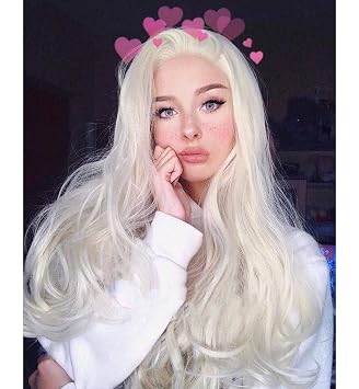 Vebonnie Realistic Looking Platinum Blonde Lace Front Wigs For