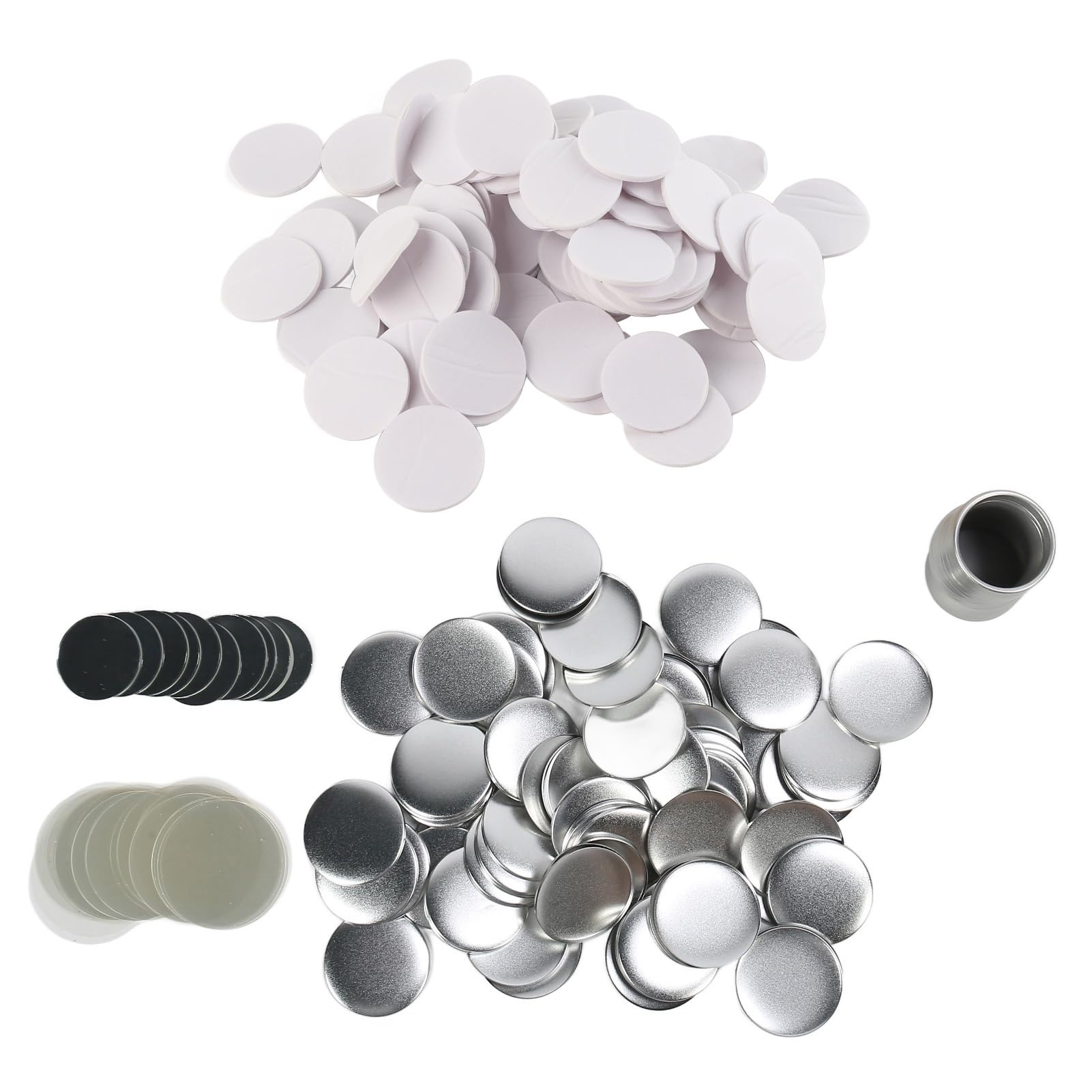 Photo 1 of 100 Sets 58mm Mirror Round Buttons Parts, DIY Blank Rustproof Tinplate Button Maker Supplies for Handcraft Craft Button Maker Machine