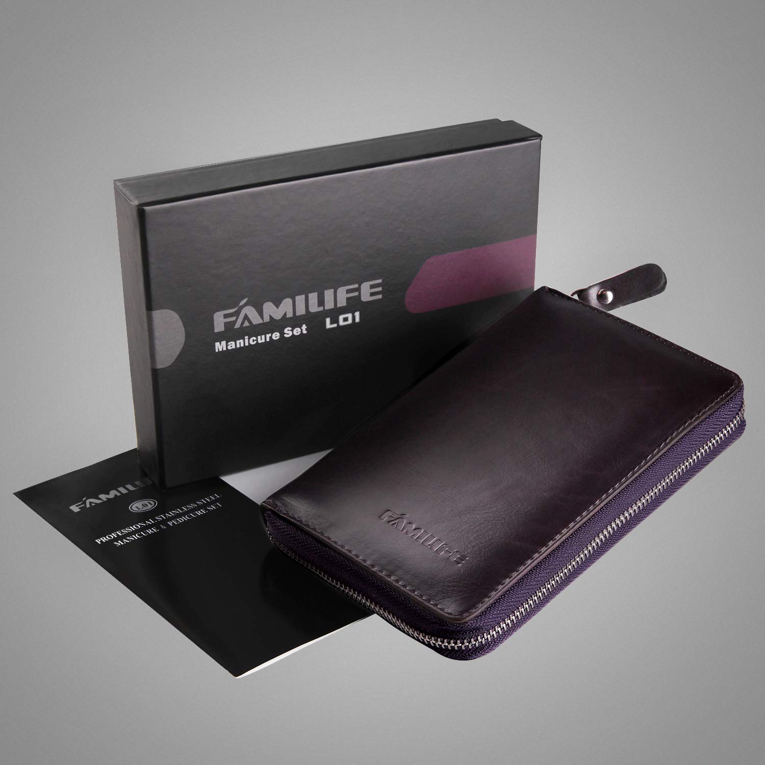 FAMILIFE L01 11 in 1 Stainless Steel Manicure Set with Box : Beauty