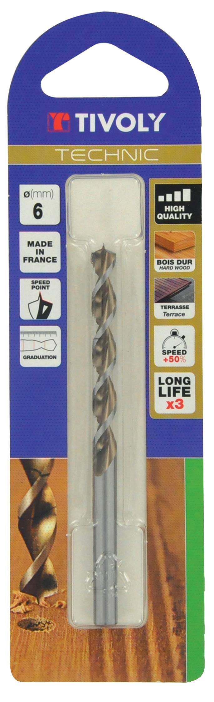 TIVOLY 10864021200 Wood Drill Bit with Cylindrical Shaft, Heavy Duty Diameter 12mm Boxes