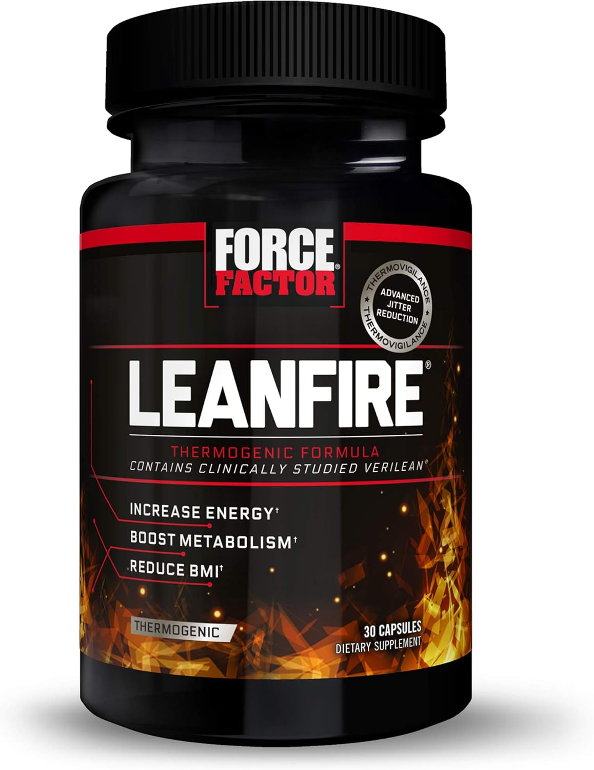 LeanFire Thermogenic Pre Workout and Fat Burner with Green Tea Extract to Increase Energy, Boost Metabolism, Burn Fat, Build Lean Muscle, and Enhance Mental Clarity, Force Factor, 30 Capsules
