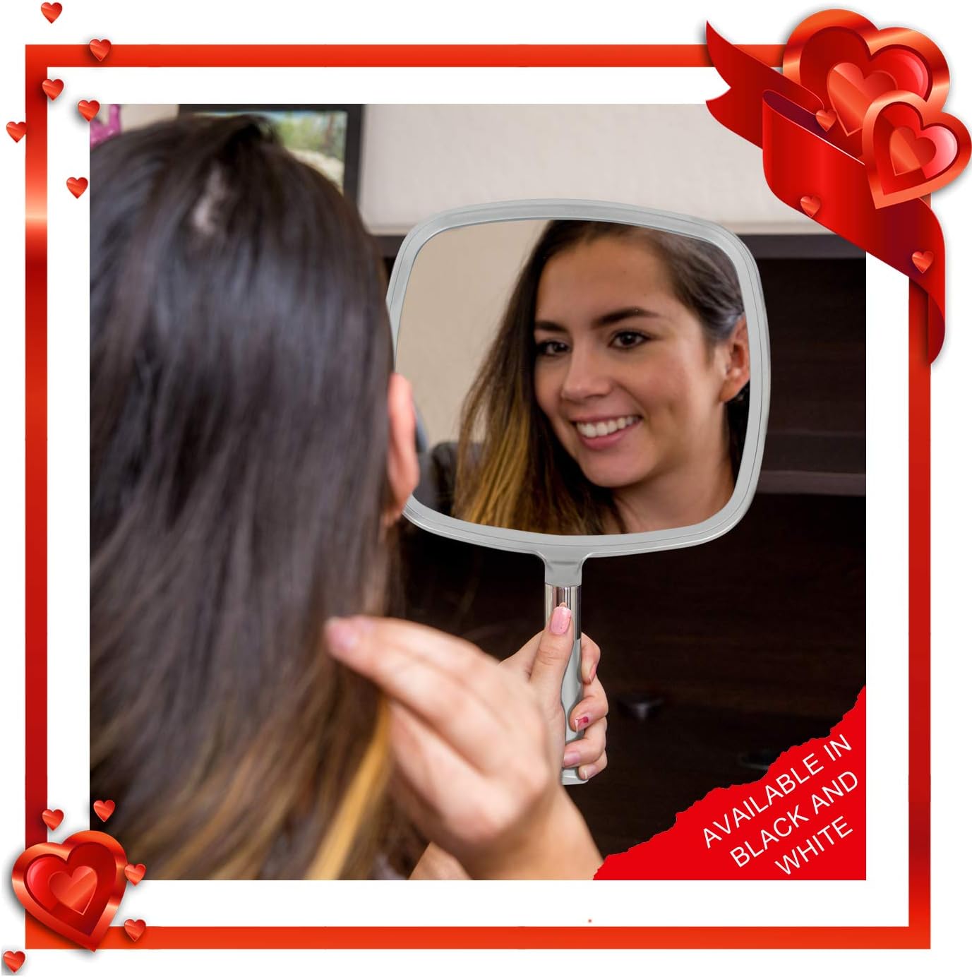 Mirrorvana Large & Comfy Hand Held Mirror with Handle (Silver) BigaMart