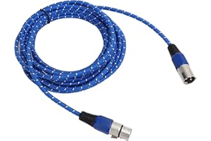 SUNGOOYUE Professional XLR Microphone Cable, 16.4ft Blue Nylon Braided, Aluminum Alloy Connectors for Stage Audio, Recording,