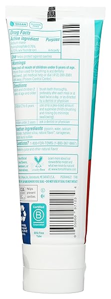 TOM’S OF MAINE NATURAL KID’S FLUORIDE TOOTHPASTE, SILLY STRAWBERRY, 5.1 OZ. (BACK IN ORIGINAL FORMULA)