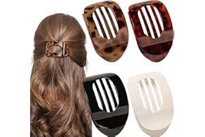 4 PCS Flat Claw Clips for Women, French Design Flat Hair Claws, Ergonomic Curved Claw Clips for Thick Thin Curly Hair, Strong