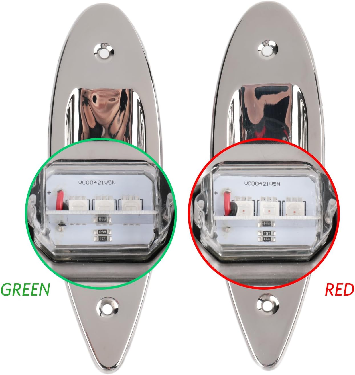 LEANINGTECH One Pair Marine Boat Yacht Light 12V Stainless Steel, Waterproof, LED Bow Navigation Lights Pontoons Sailing Signal Lights, Teardrop Bow Lights, Red and Green : Sports & Outdoors