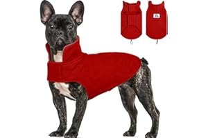 DENTRUN Reversible Dog Coat - Windproof Polar Fleece Vest with Reflective Neck Strips, Hook & Loop Closures, Easy-On Cold Weather Jacket for Small Dogs (XS, Small Dogs Sweater)