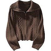 SOLY HUX Women's Zip Up Cardigan Cable Knit Long Sleeve Fall Winter Sweater Coats