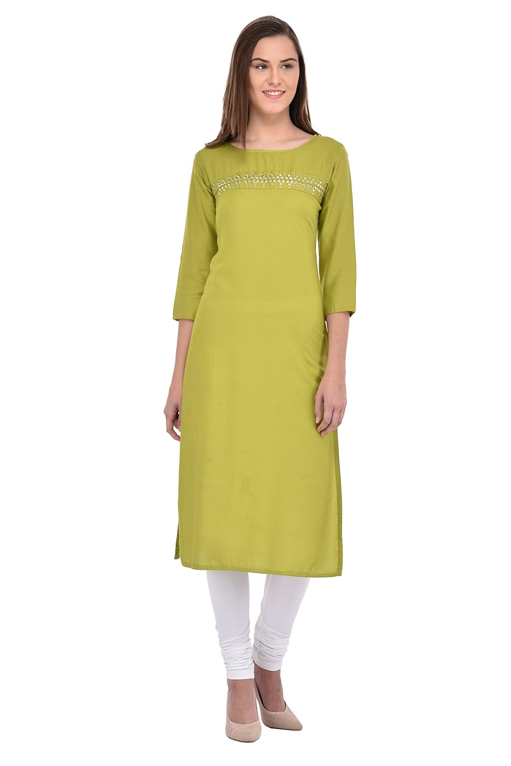 gulmohar jaipur women's cotton kurti (green)