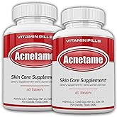 Acnetame Acne Pills 2 Pack 120 Pills- Vitamin Supplements for Acne Breakouts- Hormonal Pimple Tablets to Clear Oily Skin for Women, Men, Teens, and Adults