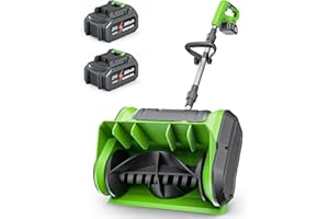 DEGGE Electric Cordless Snow Shovel, 2X 3.0Ah/ 21V/ 12-Inch Battery Snow Blower with Directional Plate & Adjustable Front Handle, Snow Removal for Driveway Sidewalk, Steps, Patio (Charger Included)