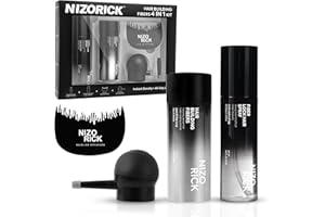 NIZORICK Hair Fibres Black&Pump Applicator Set,Conceals Hair Loss in Seconds, Hair Fibers for Thinning Hair & Bald Spots, Thi