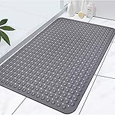 Extra Large Shower Mat, Yonala 47.2 x 31.5 Inch Non Slip Shower Mats for Inside Shower with Drain Hole and Suction Cups, Soft Trimmable TPE Anti Slip Shower Mat for Walk in Shower Stall, Heavy Mat