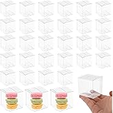JMIATRY 200PCS Clear Favor Boxes, 2" x 2" x 2" Macaron Box Clear Gift Box Small Gift Box Transparent Candy Boxes for Party Fa