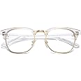 SOJOS Retro Semi Rimless Blue Light Blocking Glasses Half Horn Rimmed Eyeglasses SJ5018