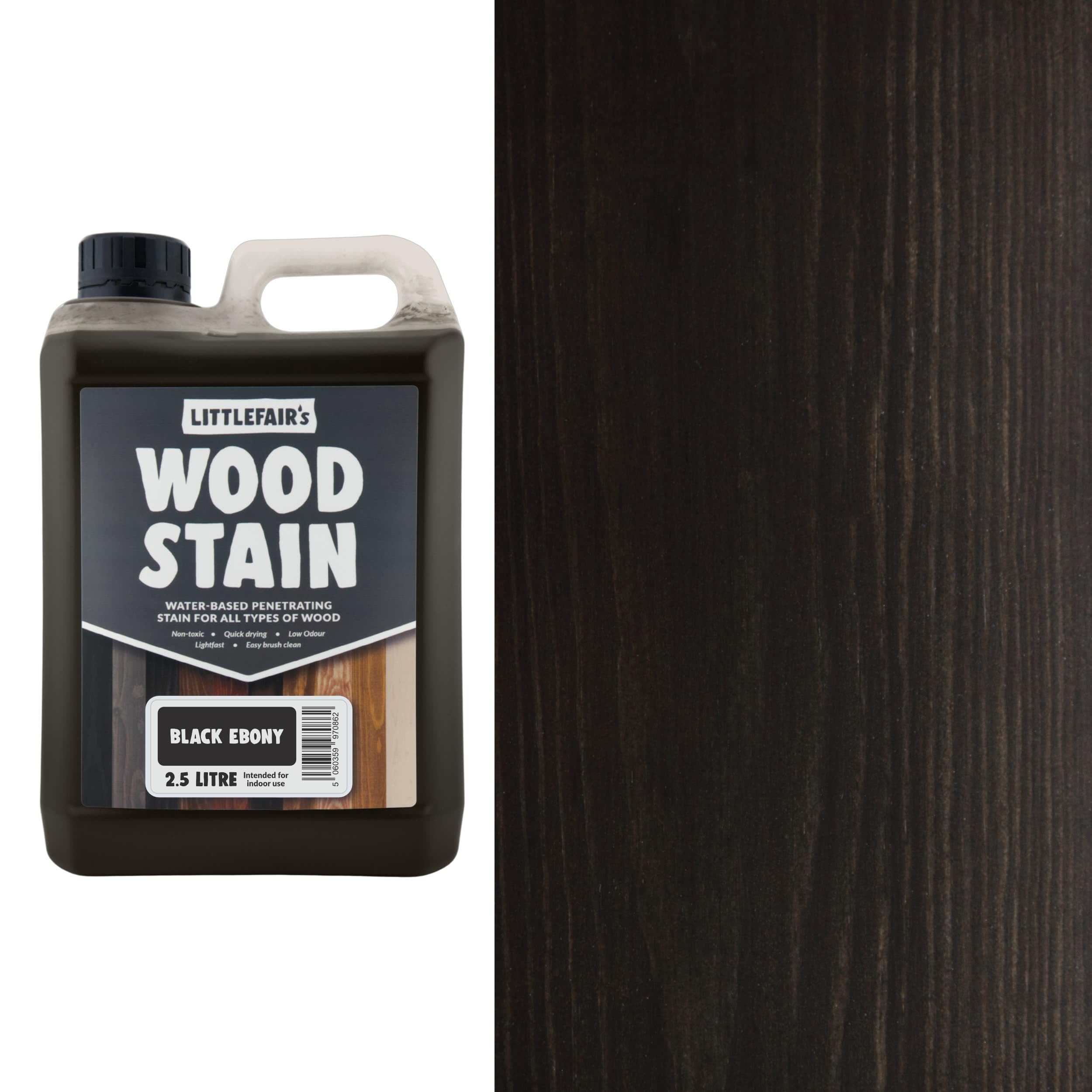 Littlefair's Wood Stain Water-Based - (Black Ebony) โ Non-Toxic, Eco-Friendly & Quick Drying - Easy-to-Apply, Concentrated Formula for All Wood Types โ 2.5 LTR โ image 1