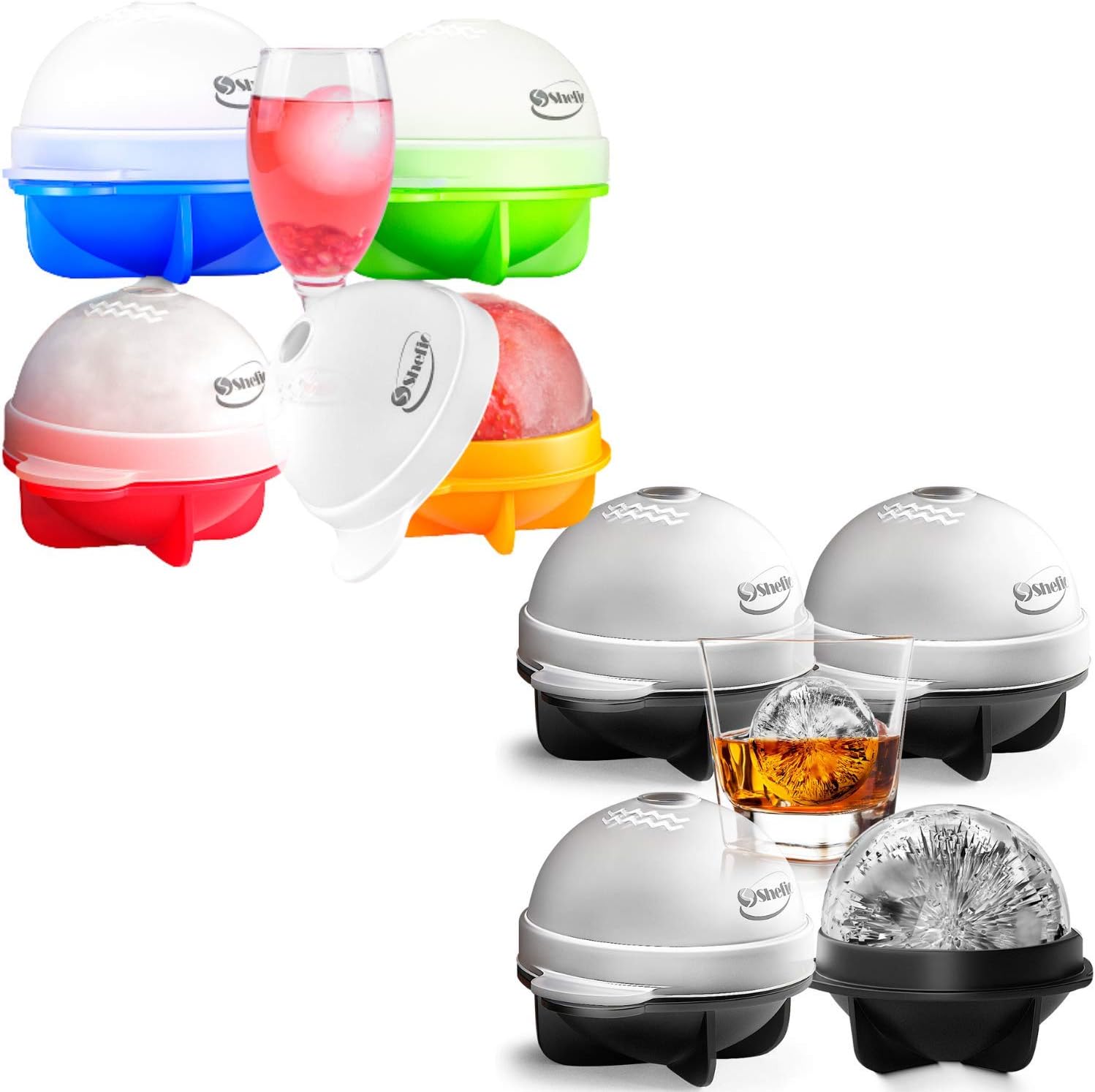 2 Pack Round Ice Cube Mold Set of 4 Individual 2.5 Inch