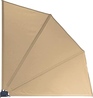 QUICK STAR Sichtschutz Fächer Premium 140x140cm mit Schutzhülle Stoff Balkon Trennwand Windschutz Sonnenschutz Sand