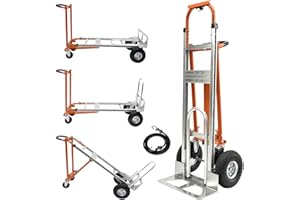 SST 4 in 1 Convertible Heavy Duty Hand Truck, 1000LBS Heavy Duty Aluminum Folding Hand Truck with Inflatable Wheels with Ergo