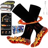 Heated Socks, Heated Socks for Women Men with App Control 2 * 8500mAh Rechargeable Electric Heated Socks Washable Warm Socks for Outdoors Work Skiing Hunting Riding Cycling Hiking Camping Xmas Gifts