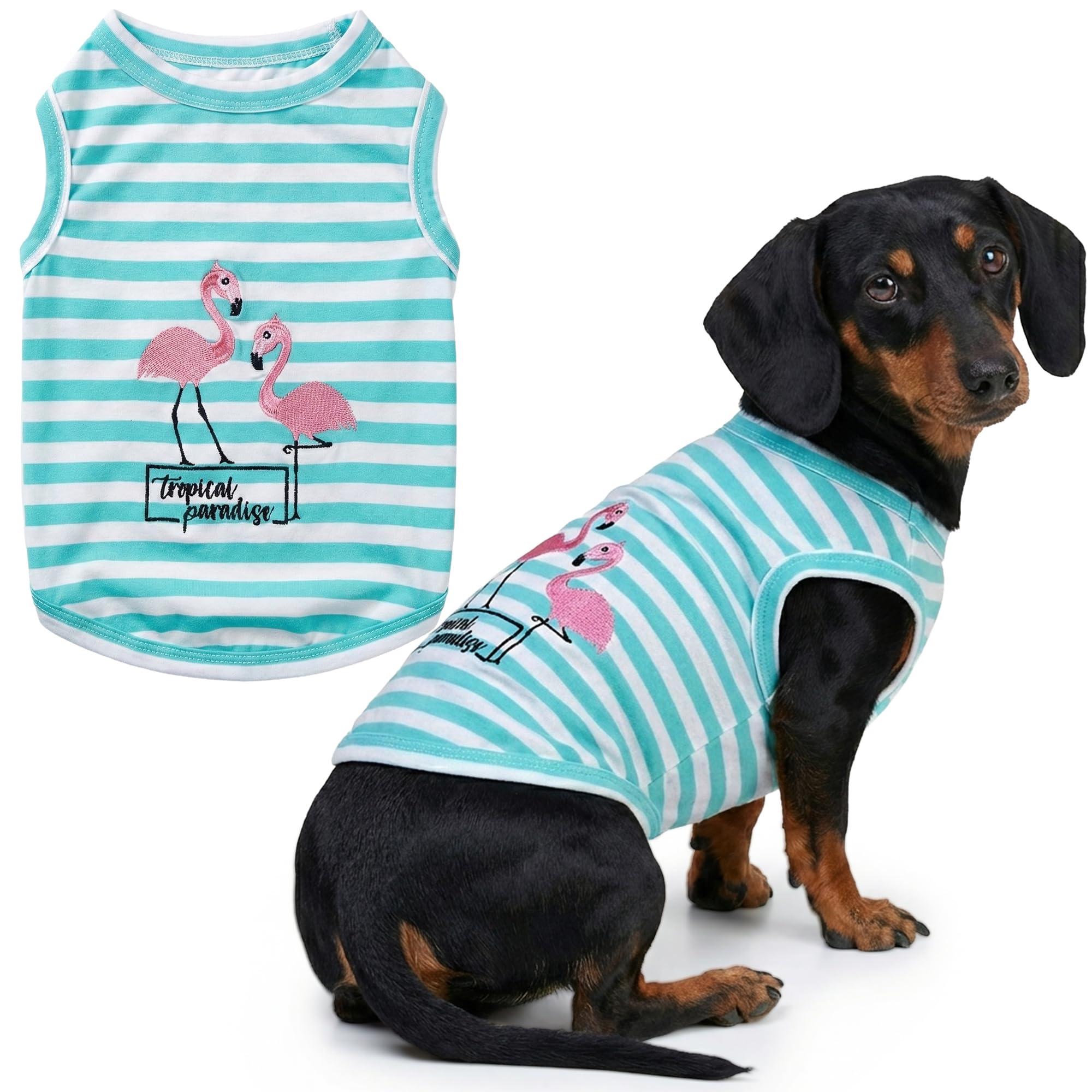 Parisian Pet Flamingos Dog Cat Clothes Tee Shirts Dog T-Shirt, XL