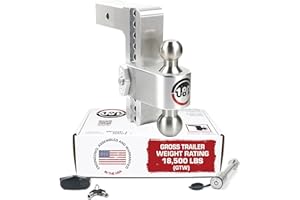 Weigh Safe Adjustable Trailer Hitch Ball Mount, 8" Adjustable Drop Hitch for 2.5" Receiver w/2 pc Keyed Alike Lock Set, Heavy Duty Aluminum Trailer Tow Hitch w/Stainless Steel Tow Balls,18,500 lbs GTW