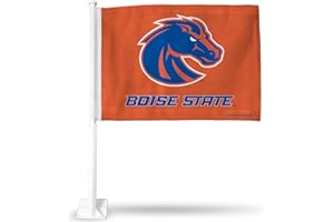 Rico Industries Boise State Broncos Orange Double Sided Double Sided Car Flag - 16" x 19" - Strong Pole that Hooks Onto Car/Truck/Automobile