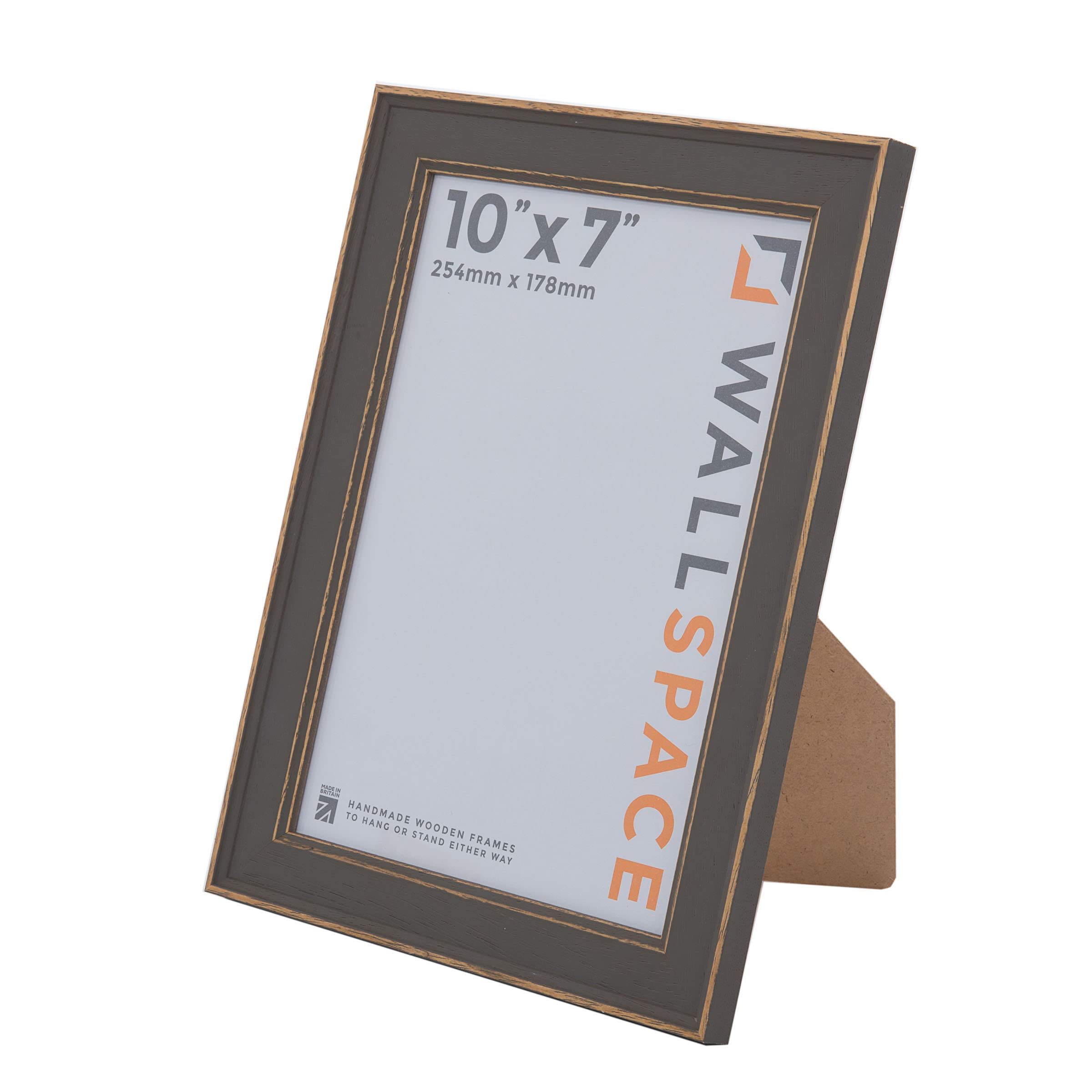 Wall Space Shabby Chic 10x7 Grey Picture Frame | Grey 7x10 Photo Frame | 10 x 7 inch | 254x178mm | 25.4x17.8cm | Solid Wood Wooden with Real Glass | Handmade in UK