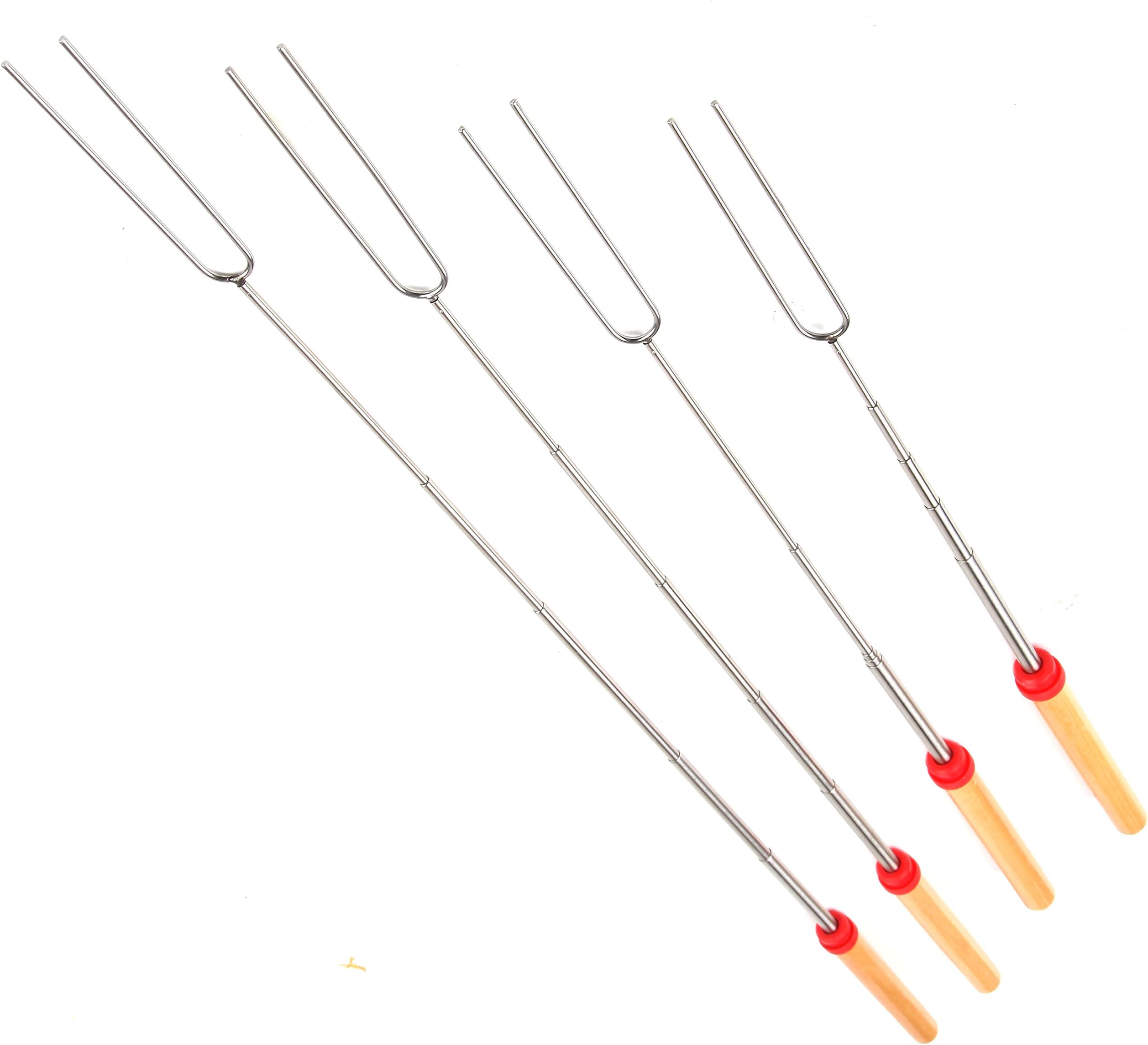 Mount Hammond Marshmallow Roasting Sticks Telescopic and Extendable Roasting Forks - Stainless Steel Forks with Wood Handles