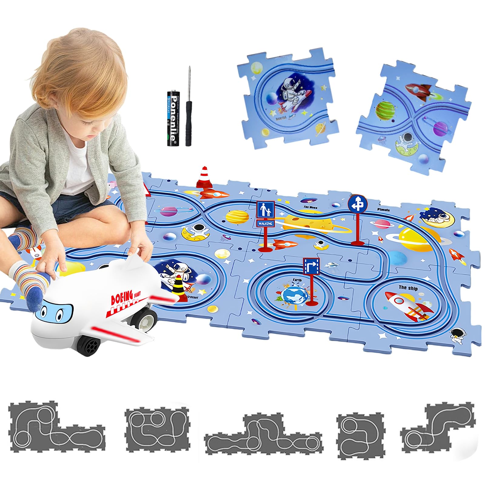 Puzzle Racer Kids Car Track set Toy for Kids DIY Puzzle Track Rail Route Educational Game Gift Games for Children 2 3 4 5 6 Years
