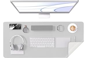 Crenovo Non Slip Suede Desk Pad, Mouse Pad, Desk Mat, PU Leather Desk Pad for Keyboard and Mouse, Desk Protector Desk Mat On Top of Desk Writing Mat for Office and Home (Light Grey, 35.4" x 15.7")