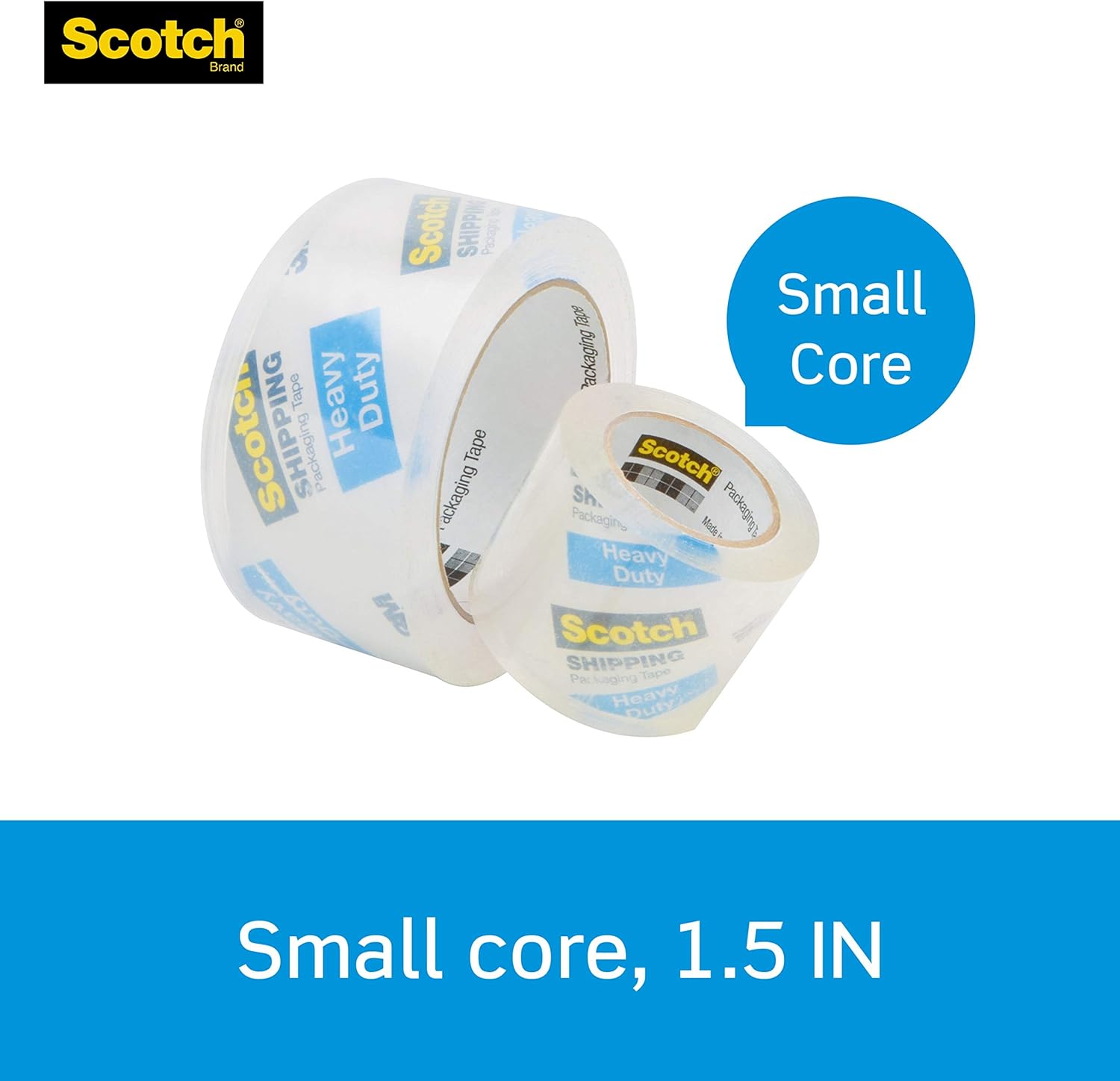Scotch Heavy Duty Shipping Packaging Tape, 1 Roll with Dispenser, 1.88" x 22.2 Yards, 1.5" Core, Great for Packing, Shipping & Moving, Clear (142-BL) : Office Products