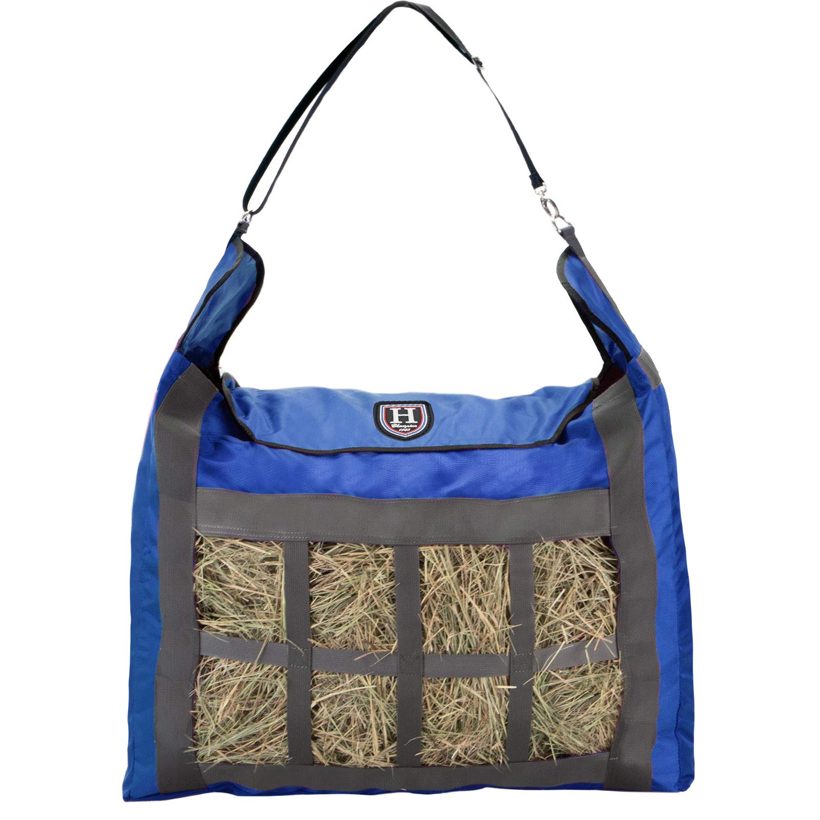 Harrison Howard Premium Durable Slow Feed Horse Hay Bags 1680D Oxford Cloth Heavy Duty Large Capacity Horse Feeding Bag-Champion Blue