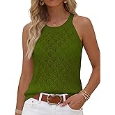 LUYAA Womens Summer Tank Tops Crochet Sleeveless Sweater Vest Boho Striped Shirt Hollow Knit Lightweight Tops 2026 Fashion