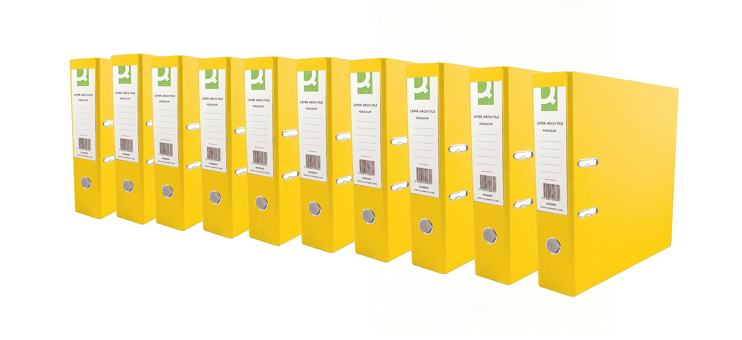 Q-Connect 70mm Lever Arch File Polypropylene A4 Yellow (10 Pack) KF20023