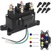 KanSmart 12V 250A Winch Solenoid Relay Contactor for ATV UTV 3000-5000lbs | Weatherproof steel, 6 Protective Caps, OEM 63070 62135, For Warn Polaris Honda 4x4, Electrical Protection, Easy Install