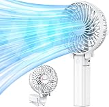 VersionTech Handheld Fan Portable USB Rechargeable 3 Speeds Foldable White
