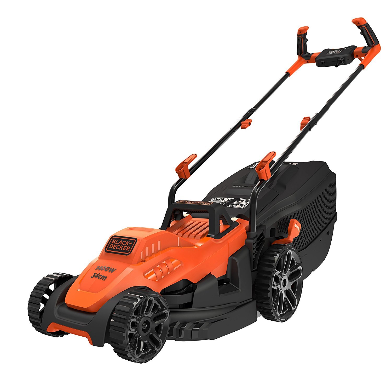 BLACK+DECKER BEMW461BH-QS 1400W Electric Lawnmower 34cm 6 Adjustable Heights 20, 30, 40, 50, 60 and 70mm Ideal for 300 to 400 m²