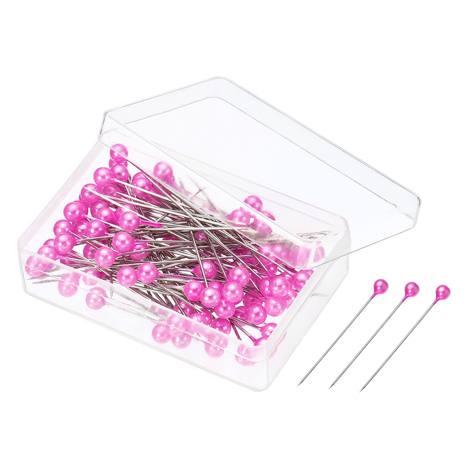 PATIKIL Pearlized Sewing Pins, 1 Set Stainless Steel Ball Head Needle Straight Quilting Pin for Dressmaker Decorations, Pink