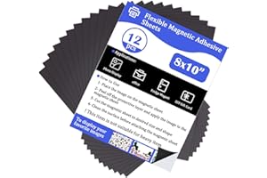 JINGZHAN Magnetic Self Adhesive Sheets-8”x 10”,12 Pack Cuttable Picture and Photo Adhesive Magnet,Sticky Magnet Sheets for Craft Magnets,stickers