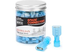 Meowlian 160PCS Nylon Spade Connector Kit, Wide Applications, Insulated Waterproof Seal Prevents Wire Corrosion, Ideal for Home Project Automotive Motorcycle Marine Application - Whiteblue
