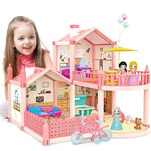 deAO Girls Doll House for Year Old Girls Toy 2-Story